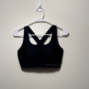 Under Armour Women's Cross-Back Black Sports Bra Large